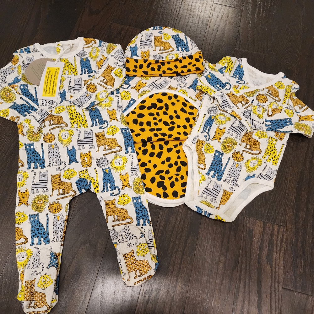 Stella McCartney Kids Blue and Yellow Animal Bodysuit Set